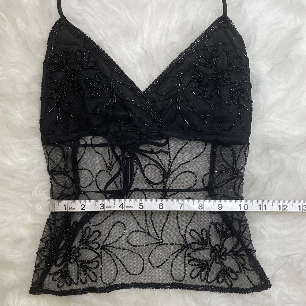 Black Sheer Floral Halter Top - Picture 4 of 12